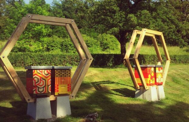 Painting of urban beehives in Slovenia